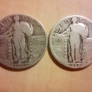 1930&1925 standing liberty 90% silver quarters